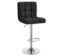 WOLTU Tabouret Bar, Hauteur Réglable, en Lin, Noir | Chaise de bar, Siège pivotant à 360°, avec Dossier et Repose-Pieds, pour Cuisine, Salle à Manger