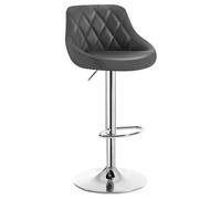 WOLTU Tabouret Bar, Hauteur Réglable, en PU, Gris | Chaise de Bar Haute Cuisine, Réglable en Hauteur, Siège pivotant à 360° Confortable, Repose-Pieds, pour Cuisine