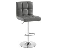 WOLTU Tabouret Bar, Hauteur Réglable, en Similicuir, Gris | Chaise de bar, Siège pivotant à 360°, avec Dossier et Repose-Pieds, pour Cuisine, Salle à Manger
