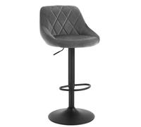WOLTU Tabouret Bar, Hauteur Réglable, en Velours, Gris Foncé | Chaise de Bar Haute Cuisine, Réglable en Hauteur, Siège pivotant à 360° Confortable, Repose-Pieds, pour Cuisine