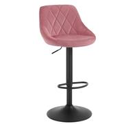 WOLTU Tabouret Bar Lot de 1, Hauteur Réglable, en Velours, Rose | Chaise de bar, Siège pivotant à 360°, avec Dossier et Repose-Pieds, pour Cuisine, Salle à Manger