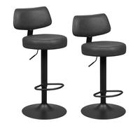 WOLTU Tabouret Bar Lot de 2, avec Dossier, en PU, Anthracite | Chaise Haute, Pivotant à 360°, Réglable en Hauteur, Repose-pieds, Siège Rembourré, pour Ilot Central Cuisine, Métal