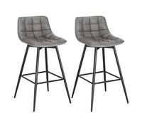 WOLTU Tabouret Bar Lot de 2, avec Dossier, en PU, Gris Foncé | Chaise Haute Design, 64.5cm, Tabouret de bar, pour ilot central cuisine, Bistro, Repose-Pieds, Cadre en métal