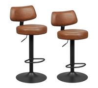 WOLTU Tabouret Bar Lot de 2, avec Dossier, en PU, Marron