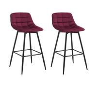 WOLTU Lot de 2 Tabourets de bar avec repose-pieds, Tabourets pour bar-bistro, Siège en velours, Pieds en métal, Bordeaux