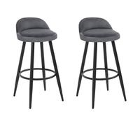 WOLTU Tabouret Bar Lot de 2, avec Dossier, Velours, Gris Foncé