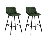 WOLTU Lot de 2 Tabourets de bar avec repose-pieds, Tabourets pour bar-bistro, Siège en velours, Pieds en métal, Vert Foncé