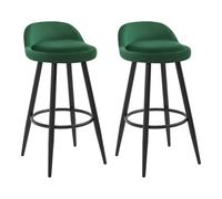 WOLTU Tabouret Bar Lot de 2, avec Dossier, Velours, Vert Foncé | Tabouret de Bar, Chaise Haute Cuisine, Repose-pieds, Cadre en Métal, pour Cuisine, Salon, Salle à Manger