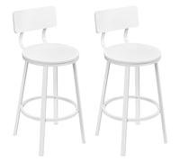 WOLTU Tabouret Bar Lot de 2, Chaise de Bar avec Repose-Pieds et Dossier, Tabourets Haut pour Îlot Central Cuisine, Salle à Manger, Café, Comptoir, en Métal, Blanc