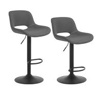 WOLTU Tabouret Bar, Lot de 2, Chaise de Bar, en Lin, Chaise Haute Cuisine, Réglable en Hauteur, Siège Rembourré, Pivotant à 360°, avec Dossier, Cadre en Métal, Gris, BH438gr-2