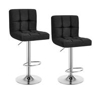 WOLTU Tabouret Bar Lot de 2, Chaise Haute de Bar Pivotant à 360° et Réglable en Hauteur, pour Îlot Central Cuisine, Comptoir, Tabourets avec Dossier et Repose-pieds, en Lin, Noir