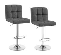 WOLTU Tabouret Bar Lot de 2, Chaise Haute de Bar Pivotant à 360° et Réglable en Hauteur, pour Îlot Central Cuisine, Comptoir, Tabourets avec Dossier et Repose-pieds, en Lin, Gris Foncé