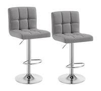 WOLTU Tabouret Bar Lot de 2, Hauteur Réglable, en Lin, Gris Clair | Chaise de bar, Siège pivotant à 360°, avec Dossier et Repose-Pieds, pour Cuisine, Salle à Manger