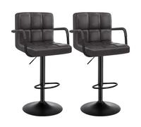 WOLTU Tabouret Bar Lot de 2, Hauteur Réglable, en PU, Anthracite | Chaise de bar, Siège pivotant à 360°, avec Dossier et Repose-Pieds, Accoudoirs, pour Cuisine, Salle à Manger