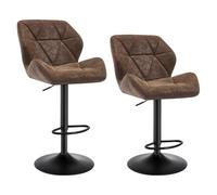 WOLTU 2 Tabourets de Bar réglable en Hauteur Chaises de bar siège rembouré en Similicuir Pied en métal,Brun Foncé