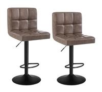 WOLTU Tabouret Bar Lot de 2, Hauteur Réglable, en PU, Brun Foncé | Chaise de bar, Siège pivotant à 360°, avec Dossier et Repose-Pieds, pour Cuisine, Salle à Manger