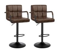WOLTU Tabouret Bar Lot de 2, Hauteur Réglable, en PU, Brun Foncé | Chaise de bar, Siège pivotant à 360°, avec Dossier et Repose-Pieds, Accoudoirs, pour Cuisine, Salle à Manger