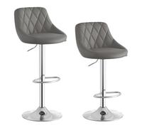 WOLTU Tabouret Bar Lot de 2, Hauteur Réglable, en PU, Gris | Chaise de bar, Siège pivotant à 360°, avec Dossier et Repose-Pieds, pour Cuisine, Salle à Manger