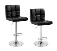 WOLTU Tabouret de bar en cuir artificiel,lot de 2,Siège bien rembourré,Tabouret de bar pivotant,ajustable en hauteur,Noir