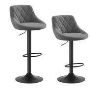 WOLTU Tabouret Bar Lot de 2, Hauteur Réglable, en Velours, Gris Foncé | Chaise de bar, Siège pivotant à 360°, avec Dossier et Repose-Pieds, pour Cuisine, Salle à Manger