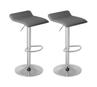 WOLTU Tabouret Bar Lot de 2, Hauteur Réglable, PVC+Métal, Gris+argenté | Chaise de bar, Siège pivotant à 360°, avec repose-pieds, pour Cuisine, Salle à Manger