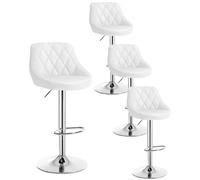 WOLTU Tabouret Bar Lot de 4, Hauteur Réglable, en PU, Blanc+Argent | Chaise de bar, Siège pivotant à 360°, avec Dossier et Repose-Pieds, pour Cuisine, Salle à Manger