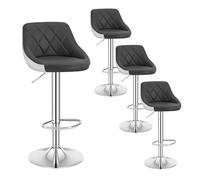 WOLTU Tabouret Bar Lot de 4, Hauteur Réglable, en PU, Gris+Blanc | Chaise de bar, Siège pivotant à 360°, avec Dossier et Repose-Pieds, pour Cuisine, Salle à Manger
