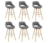 WOLTU Tabouret Bar Lot de 6, avec Dossier, Cadre en Bois, Lin, Gris Foncé | Chaise Haute Bar, Repose-pieds, Siège Haut Rembourré 69cm, Tabouret pour Îlot de Cuisine, Bistro