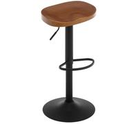 WOLTU Tabouret Bar Pivotant, Chaise Haut Industriel, Assise en bois massif, Cadre en Métal, Réglable en Hauteur, Marron