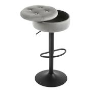 WOLTU Tabouret Bar, Tabouret Haut, Tabouret Pivotant à 360°, Tabouret Moderne avec Repose-Pieds pour Cuisine, Salle à Manger, Bar, Velours + Métal, Gris Clair