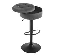 WOLTU Tabouret Bar, Tabouret Haut, Tabouret Pivotant à 360°, Tabouret Moderne avec Repose-Pieds pour Cuisine, Salle à Manger, Bar, Velours + Métal, Gris foncé
