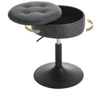 WOLTU Tabouret Coiffeuse, avec Rangement, en PU, Anthracite | Tabouret de Maquillage Pivotant, Tabouret Bas, Réglable en Hauteur, 50-66,5 cm, Siège Rond, pour Bar Chambre à Coucher