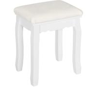 WOLTU Tabouret Coiffeuse Blanc, Chaise de Maquillage en Velours, Pouf Banc Piano Style Baroque, 38x28.5x45cm MB6095ws