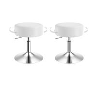 WOLTU Tabouret Coiffeuse Lot de 2, Tabouret de Maquillage, Réglable en Hauteur 54-69cm, Pivotant, Siège Rembourré, Tabouret de Bar Bas Rond pour Salon, Chambre à Coucher, Similicuir, Blanc