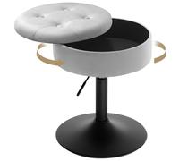 WOLTU Tabouret Coiffeuse, Tabouret de Maquillage avec Rangement, Pivotant, Tabouret Bar Bas Réglable en Hauteur 50-66,5 cm, Siège Rond pour Chambre à Coucher, Salle à Manger, Velours, Gris Clair