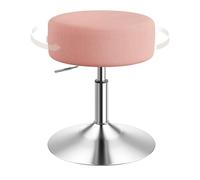 WOLTU Tabouret Coiffeuse, Tabouret de Maquillage, Réglable en Hauteur 44-56cm, Pivotant, Siège Rembourré, Tabouret de Bar Bas Rond pour Salon, Chambre à Coucher, Velours Côtelé, Rose Clair