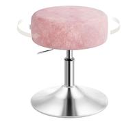 WOLTU Tabouret Coiffeuse, Tabouret de Maquillage, Réglable en Hauteur 44-56cm, Pivotant, Siège Rembourré, Tabouret de Bar Bas Rond pour Salon, Chambre à Coucher, Velours, Rose