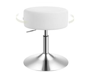 WOLTU Tabouret Coiffeuse, Tabouret de Maquillage, Réglable en Hauteur 44-56cm, Pivotant, Siège Rembourré, Tabouret de Bar Bas Rond pour Salon, Chambre à Coucher, Velours Côtelé, Blanc