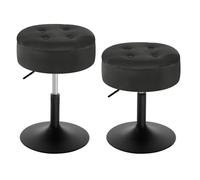 WOLTU Tabouret Coiffeuse x2, Tabouret de Maquillage avec Rangement, Pivotant, Tabouret Bar Bas Réglable en Hauteur 50-66,5 cm, Siège Rond pour Chambre à Coucher, Salle à Manger, Velours, Noir