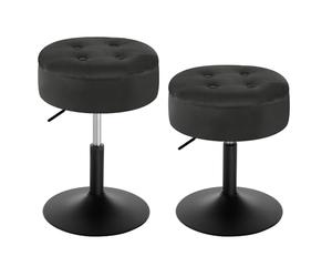WOLTU Tabouret Coiffeuse x2, Tabouret de Maquillage avec Rangement, Pivotant, Tabouret Bar Bas Réglable en Hauteur 50-66,5 cm, Siège Rond pour Chambre à Coucher, Salle à Manger, Velours, Noir