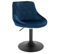 WOLTU Tabouret de ba, Chaise Coiffeuse en Velours, Bleu | Tabouret de bistrot Pivotante, Réglable en Hauteur 42-58 cm, avec Dossier, Structure métallique, pour Cuisine, Salon Chambre