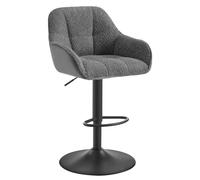 WOLTU Tabouret de Bar, avec Dossier, Chenille+Velours, Gris Foncé | Chaise Haute, Siège Rembourré Pivotant, Réglable en Hauteur, 63-84cm, Repose-Pieds, pour Cuisine, Salle à Manger