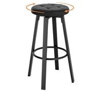 WOLTU Tabouret de Bar avec Siège Similicuir Pivotant Ø35,5cm, Tabouret à 4 Pieds en Métal, Tabouret Haut avec Repose-Pieds pour Salle à Manger, Cuisine, Cafétériat, Charge 120kg,Anthracite, BH330an-1