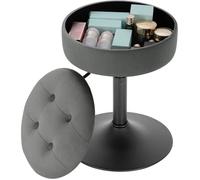 WOLTU Tabouret de Bar Bas en Velours avec Espace de Rangement, Chaise de Bar Ronde, Réglable 49,5-65cm, Gris foncé BH329dgr-1