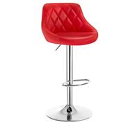 WOLTU Tabouret de Bar, Chaise de Bar Haute Cuisine, Réglable en Hauteur, Siège pivotant à 360° Confortable, avec Dossier et Repose-Pieds, pour Cuisine, Salle à Manger, en Similicuir, Rouge