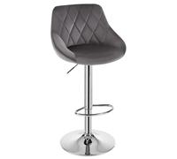 WOLTU Tabouret de Bar, Chaise de Bar Haute Cuisine, Réglable en Hauteur, Siège pivotant à 360° Confortable, avec Dossier et Repose-Pieds, pour Cuisine, Salle à Manger, en Velours, Gris foncé