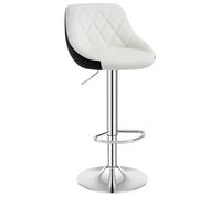 WOLTU Tabouret de Bar, Chaise de Bar Haute Cuisine, Réglable en Hauteur, Siège pivotant à 360° Confortable, avec Dossier et Repose-Pieds, pour Cuisine, Salle à Manger, en Similicuir, Blanc
