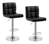 WOLTU Tabouret de bar en cuir artificiel,lot de 2,Siège bien rembourré,Tabouret de bar pivotant,ajustable en hauteur,Noir