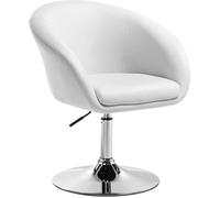 WOLTU Tabouret de bar en similicuir, Fauteuil de bar avec dossier, Tabouret rotatif, Hauteur réglable, Blanc