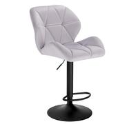 WOLTU Tabouret de Bar, Hauteur Réglable, Chaise de Bar Pivotante | Chaise Haute Bar, avec Dossier et Repose-Pieds, en Velours, Gris Clair, pour Bar, Cuisine, Salle à Manger
